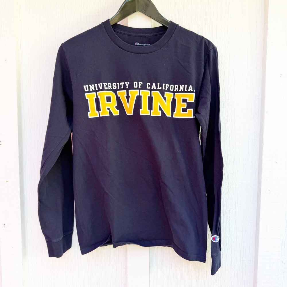 Champion UC Irvine Long Sleeve T-Shirt Unissx Small Navy Blue UCI Anteaters
